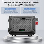 DATOUBOSS Intelligent Dual Voltage Pure Sine Wave Inverter 2000/4000W, 12V/24V to 230V, for RV car home off-grid.