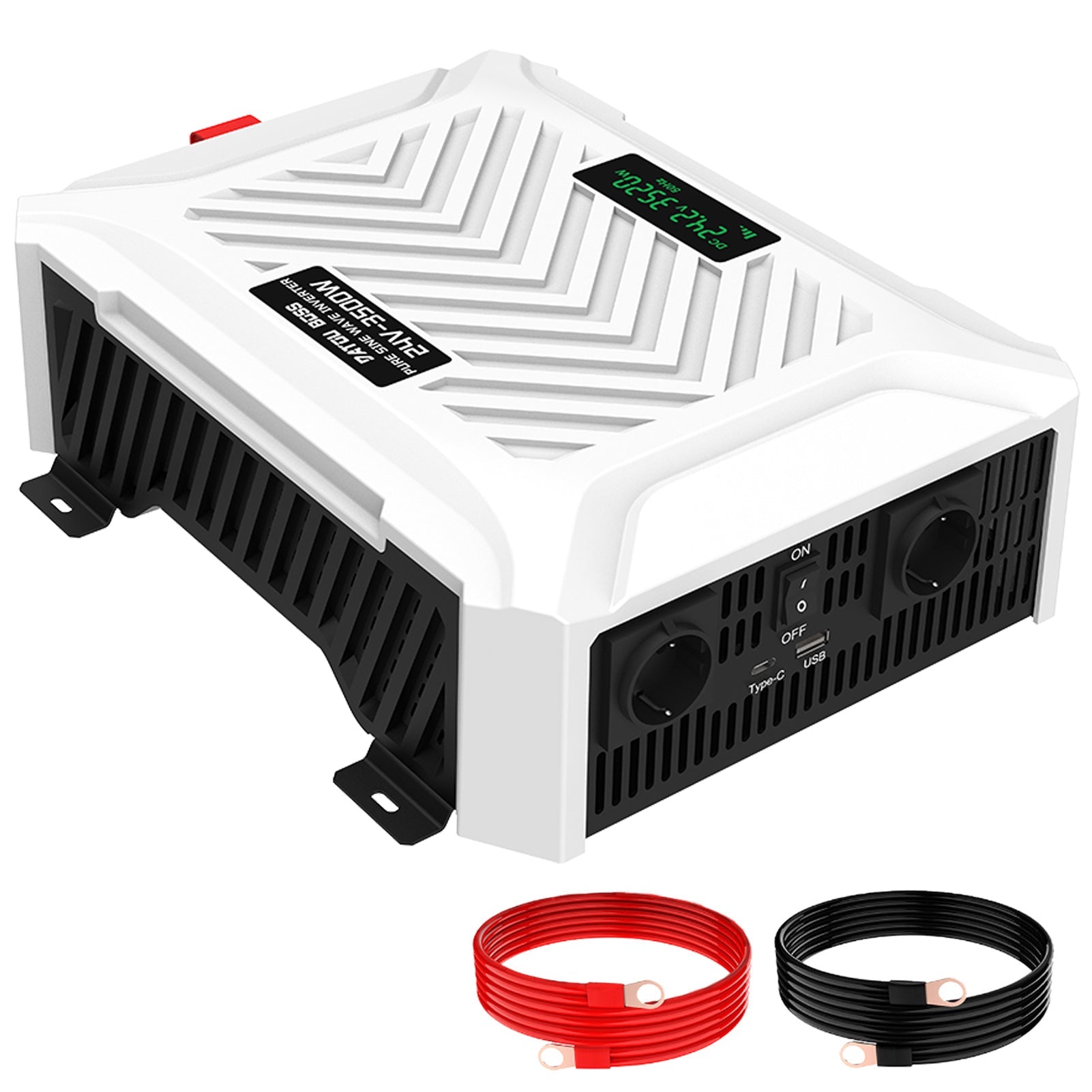 DATOUBOSS 3500W Pure Sine Wave Inverter, 24V to 230V, 7000W peak power, with LCD Display&2 EU Socket for RV car home off-grid Main image