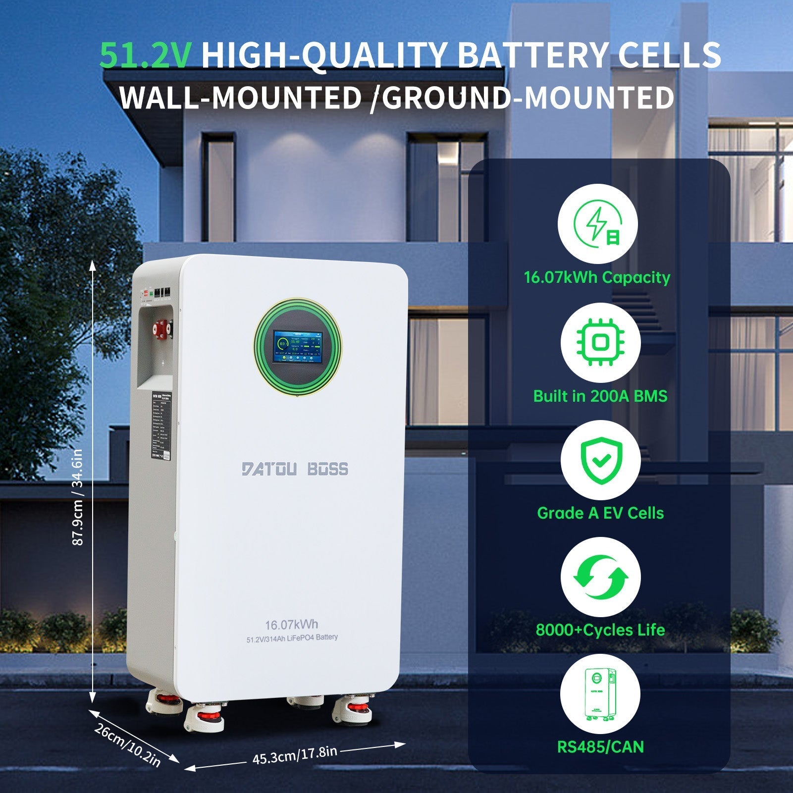 MFUZOP 48V 314Ah LiFePO4 Battery Portable Power Supply, with 200A BMS, for Energy Storage Secondary image