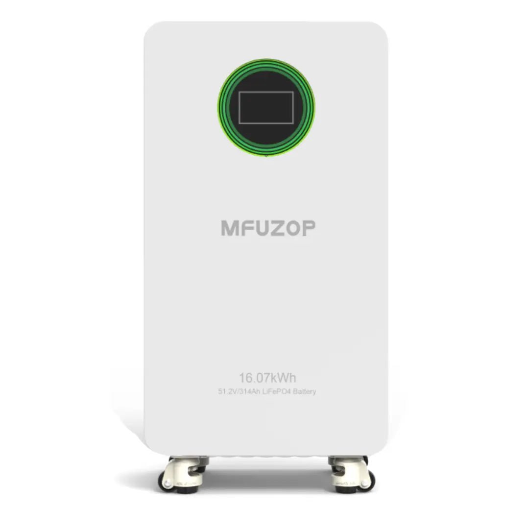 MFUZOP 48V 314Ah LiFePO4 battery with 200A BMS, LCD Display for high-capacity solar, RV, and home energy storage systems. Main image
